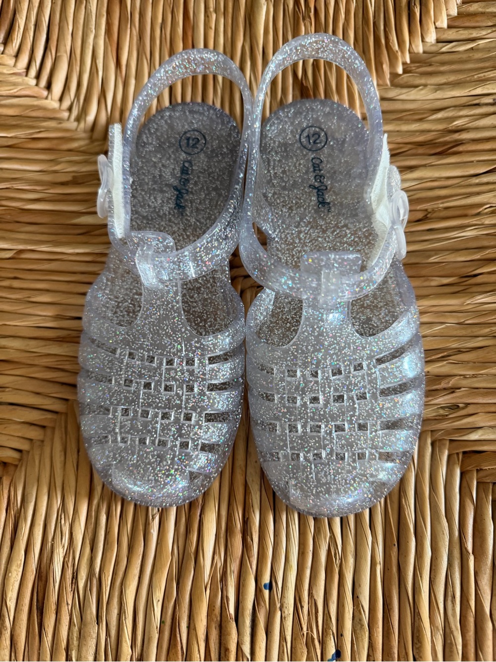 Cat & Jack Clear Glitter Jelly Sandals - Sparkle Silver